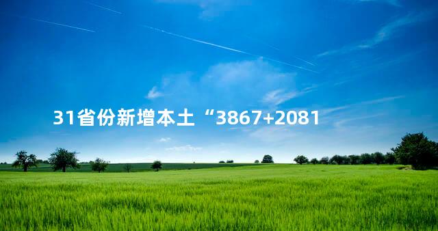 31省份新增本土“3867+20813”，31省份新增本土确诊病例